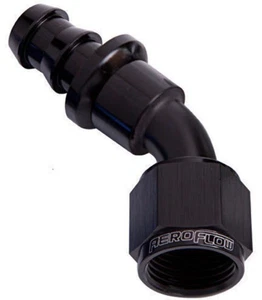 Aeroflow AF402-04BLK 45 Deg Push Lock End -4AN Black No Clamp Required - Picture 1 of 4