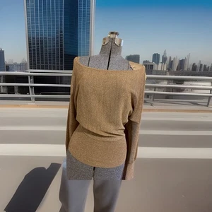 Maglione donna Frenchi oro taglia media spalle scoperte maglia metallizzata vintage anni '90 - Foto 1 di 9