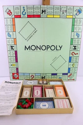 Vtg Monopoly Game MIRO CO 1961 PARKER BROS Plaid Money Holder French Board Cards - Image 1 of 4