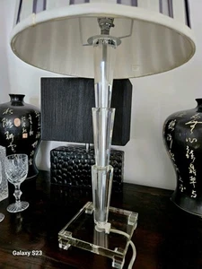 Tall, modern, 'waterfall' style, perspex table lamp base - Picture 1 of 6