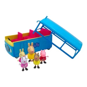 Peppa Pig Blue Talking Bus Sounds with 5 Figures Rabbit Pedro Pony Suzy Sheep - Picture 1 of 7
