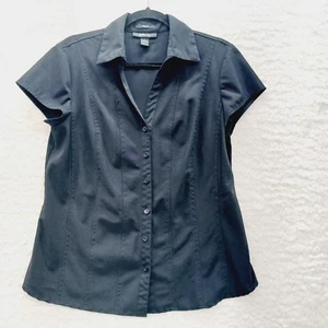 Blusa Taglia M Adattata Elasticizzata Nera Ufficio Lucida Normalcore Gotica Minimalista - Foto 1 di 13