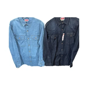 Wrangler Long Sleeve ButtonDown Casual Shirt Lot of 2 Size Lt Blue/DK Blue Wash - Picture 1 of 12