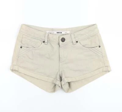 Topshop Womens Grey Cotton Blend Hot Pants Shorts Size 6 Regular Zip - Image 1 of 4