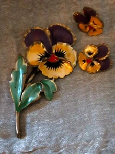 spilla vintage fiore pansè - Foto 1 di 17