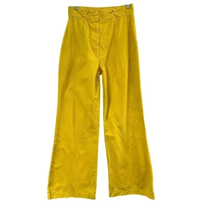 70s Kmart Bright Yellow Corduroy Wide Leg Bell Bottom Pants 100% Cotton Japan S - Image 1 of 4