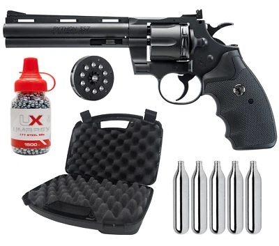 UMAREX Colt Python Revolver .177 Cal BB Air Pistol w/Case and 5x CO2 Tanks and 1500 BBs