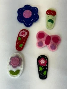 Lot of 6 Giddy Giddy Handmade Felt Hair Clips Butterfly Flowers - Picture 1 of 6