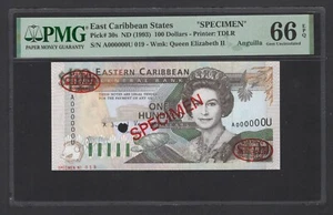 Estados del Caribe Oriental/Anguila 100 Dólares ND (1993) P30s "Especimen" UNC Grado 66 - Imagen 1 de 2