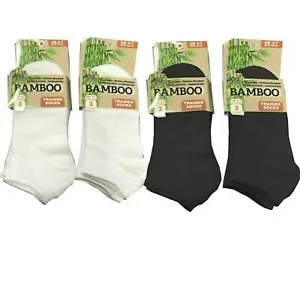 Bamboo Trainer Liners Ankle Trainer Socks Plain Black & White Size Mens, Womens - Picture 1 of 14