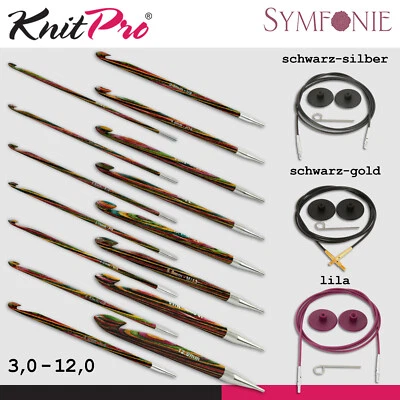 KnitPro Symfonie Austauschbare Tunesische Häkelnadel Holz 15 Größen und  Seile - Bild 1 von 3