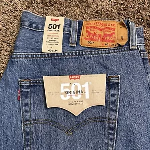 2020 Neu mit Etikett Levi 501 gerades Bein blaue Herrenjeans Größe 40 x 34 Knopfleiste - Bild 1 von 12