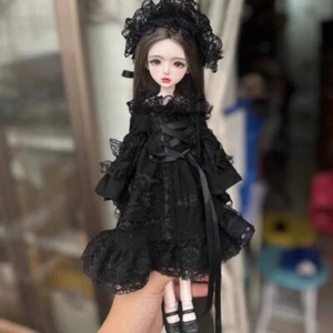 Cute Girl 1/6 Full Set BJD Doll SD Ball Jointed Doll Face Makeup Black Gown Gift - Picture 1 of 1