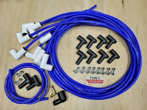 Blue 90* Ceramic 8mm Spark Plug Wire Kit Set High Temperature Silicone v8 HEI - Picture 1 of 1