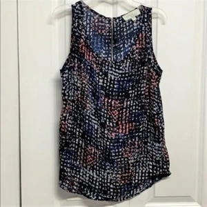 Olive & Oak Multi Color Print Sheer Zipper Back Boxy Cami Tank Size XS - Picture 1 of 6