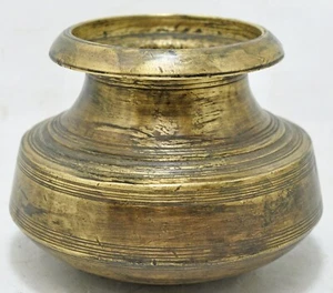 Antique Brass Water Drinking Lota Pot Original Old Hand Crafted Engraved - Picture 1 of 7
