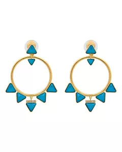 Swarovski Rose Gold Hoop Clip-on Earrings with Turquoise Crystals, 5415711, NIB - Picture 1 of 5