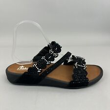 Rieker Antistress Black Faux Leather Slip On Jewelled Sandals Shoes 39 UK6