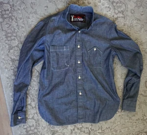 Als Attire Mens Denim Shirt Hand Tailored Blue Jean Button Up Western Workwear M - Picture 1 of 8