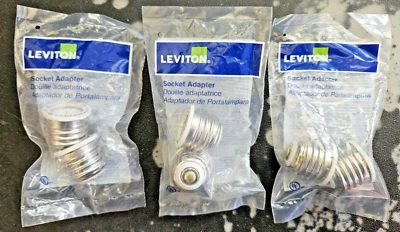 Paquete de 2 adaptadores de portalámparas termoplásticos Leviton 75W incandescentes/CFL/LED PAQUETE DE 3 Foto 1 de 2