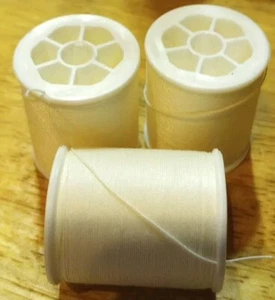 Lot of 3 Craft Button Doll Making Heavy Duty Thread 50 Yards Ea CREAM - Picture 1 of 2