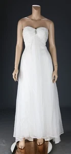 Galina Ivory Chiffon Strapless Empire Waist Wedding Dress sz 8 - Picture 1 of 4