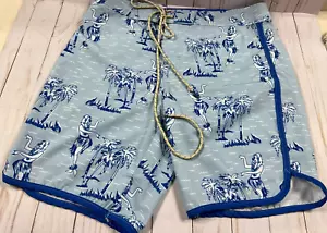 Red Camel Mens Swim Shorts Size 32 Blue White Hula Girls - Picture 1 of 8