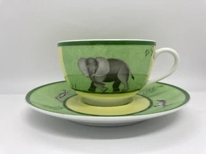 HERMES Africa Green Elephant Cup and Saucer Diameter 9cm Height 5.5cm 200ml - Picture 1 of 8