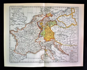 1902 Original Landkarte: Mitteleuropa bis 1813 - Mitteleuropa.Meyers. - Bild 1 von 1