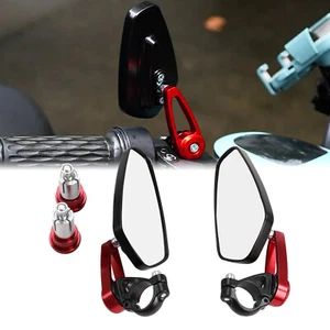 2 X Universal Motorcycle Aluminum Rear View Side Mirrors Flexible Handle Bar End - Picture 1 of 11