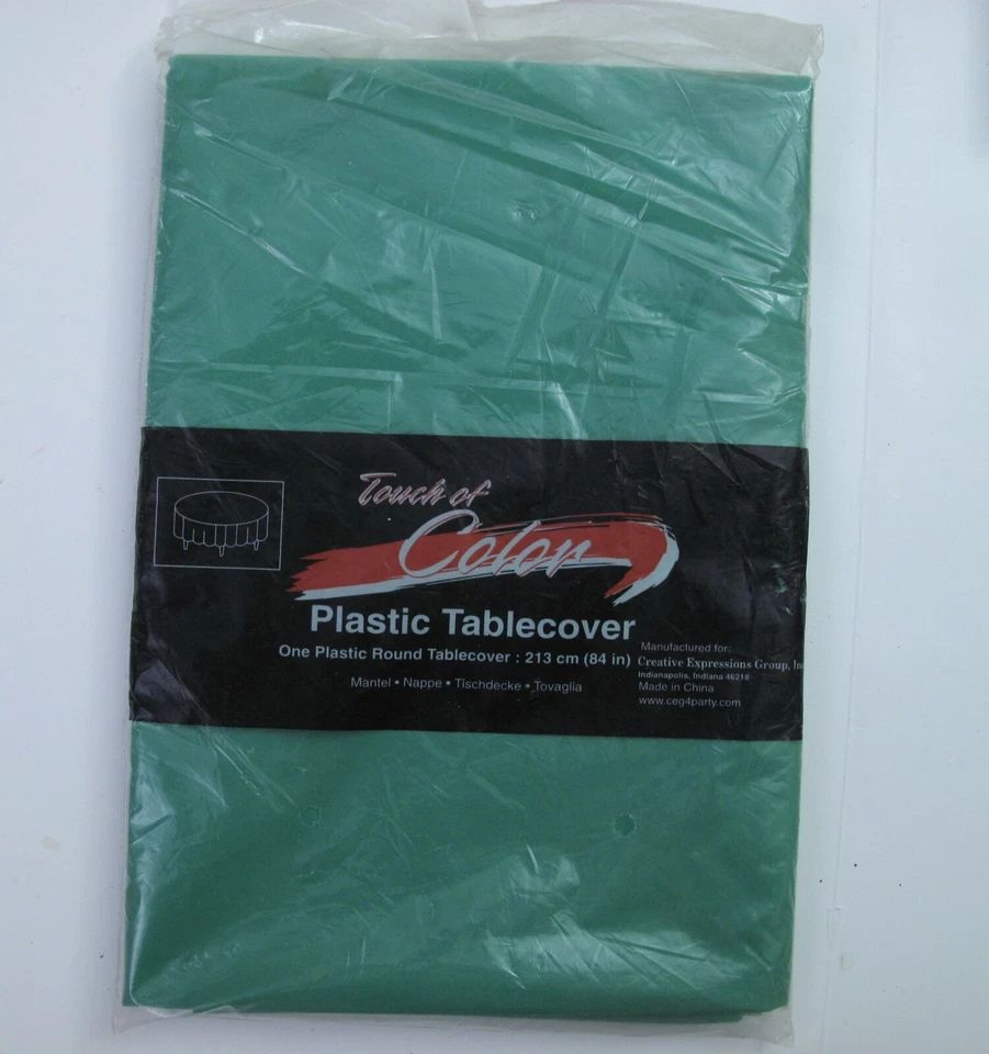 Touch of Color Plastic Tablecover Green Round 84"  - Image 1 of 1