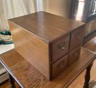 Large Antique 4 Drawer Oak Card Catalog w/ Brass Pulls, Beautiful Condition!