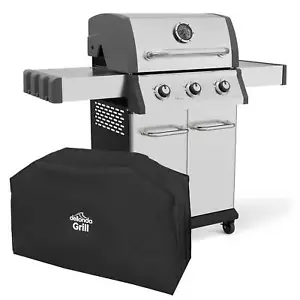 Deluxe BBQ 3 Burner, Gas Grill, Piezo Ignition, with Cover - Stainless Steel - Picture 1 of 10