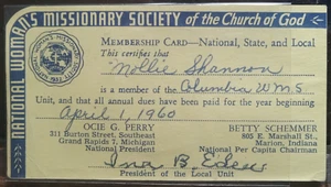 National Woman's Missionary Union (Society) 1960 Card Columbia Church of God NMU - Picture 1 of 4