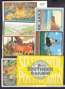POSTCARDS: THE SOUTHERN RAILWAY POSTERS SET OF 6 CARDS - Foto 1 di 1