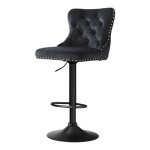 Artiss 1x Velvet Bar Stool Adjustable Height Nailhead Trim Kitchen Counter Stool - Picture 1 of 7