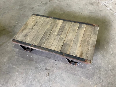 Винтажный деревенский/промышленный железнодорожный промышленный поддон деревянная металлическая рама - Изображение 1 из 4