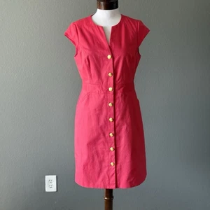 Brooks Brothers Neu mit Etikett Knopfleiste rot koralle Baumwolle Faille Kleid Gr. 10 - Bild 1 von 12