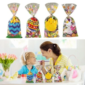 50PCs Plastic Bunny Eggs Gift Bag Cartoon Snack Packaging Bags Party Supplies - Picture 1 of 12