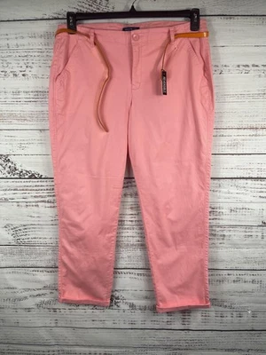 Pantalones Bandolino Mujer 14 Rosa Michele Tobillo Corto Chino Elastizado Cinturón Reversible Foto 1 de 4