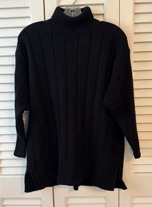 Eddie Bauer Damen Größe Petite Medium schwarz Zopfmuster Rollkragen Top Angebot! - Bild 1 von 5