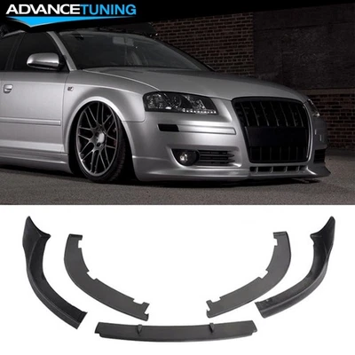 For 06-09 Audi A3 Euro Style Unpainted Front Bumper Lip Spoiler Splitter PU 5PCS - Image 1 of 4