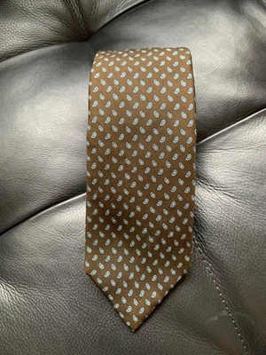 Corbata de seda vintage Bert Pulitzer marrón pequeña cachemira 2,85"x56" Inglaterra Foto 1 de 4