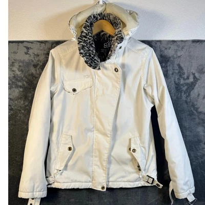 Fox Racing Ski/Snowboard Women’s Sports Jacket Large White/Faux Cheetah Lining - Image 1 of 4