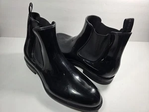 Hugo Boss Black Glossy Raidie Slip On Rain Boots Mens Italy - Size 42 EU/9 US - Picture 1 of 9