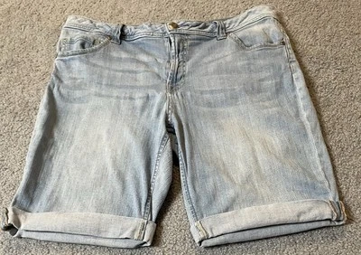 Pantalones Cortos de Jean Bermudas Glory Años 90 Desteñidos Talla 16 Puños Azul Denim Lavado Claro Clásico Foto 1 de 4