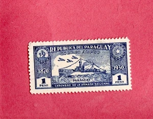 PARAGUAY 1939 1 PESO CORREO AÉREO AVIÓN MILITAR Y ARMA BARCO SELLO - Imagen 1 de 1
