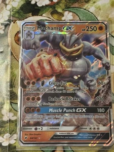 Machamp GX - 64/147 - Pokemon Burning Shadows Sun & Moon Ultra Rare Card NM - Picture 1 of 4