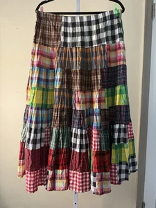 Patch Work Flare Skirt Size M/L Elastic Waist - Picture 1 of 5