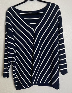 Talbots Damen XL dunkelblau weiß gestreift Pullover Oberteil maritim Strand adrett - Bild 1 von 8